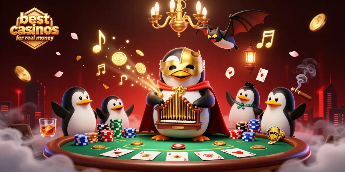 Experience the thrill of the best online casinos for real money with a lively penguin and poker scene.