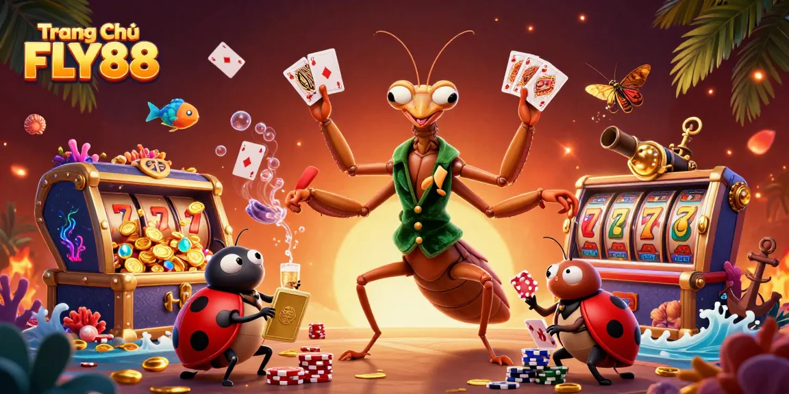 Engage with exciting games at Trang Chủ FLY88, featuring vibrant scenes of winning strategies and casino charm.