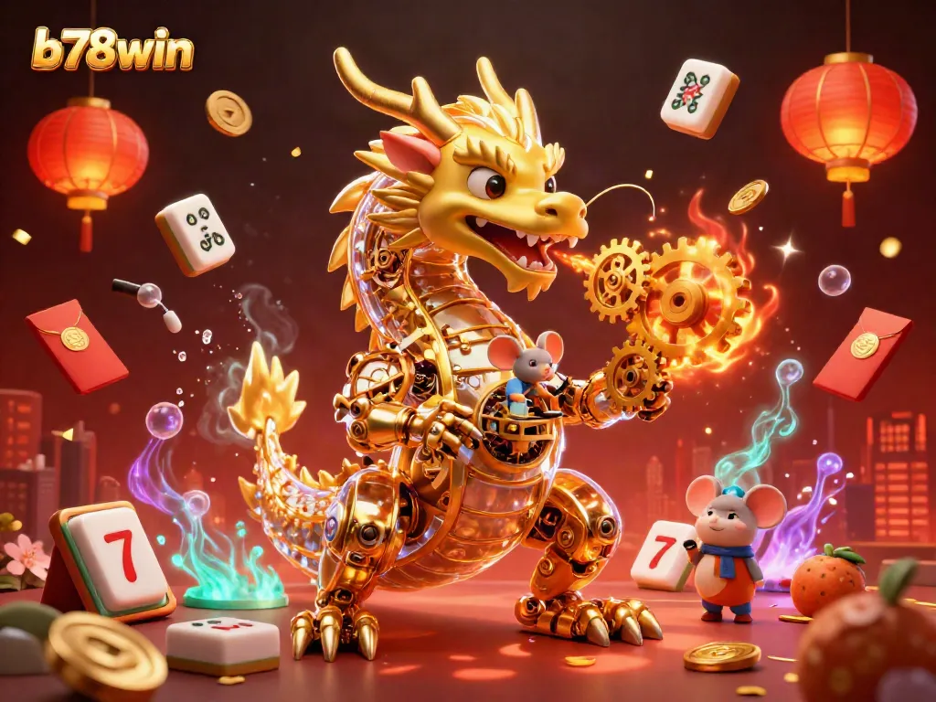 Engage with b78win's thrilling casino experience featuring a golden dragon and vibrant gameplay elements.